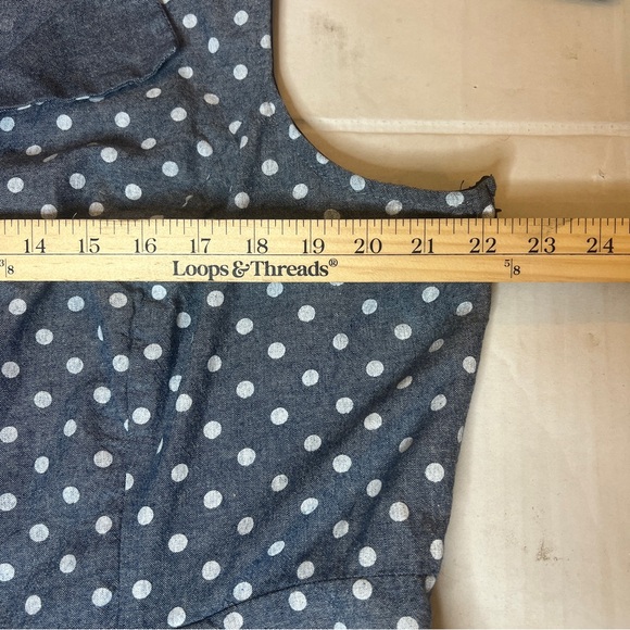Yellow Star Navy Gray Polka Dot Sleeveless Knee to Midi Length Dress USA Made. - Picture 9 of 13